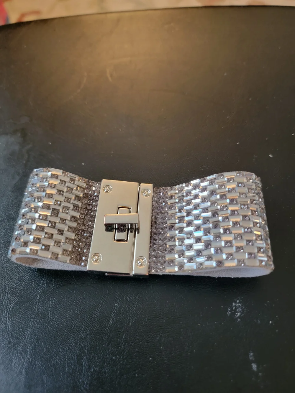 Torrid Crystal Embellished Silver Wide Cuff Bracelet